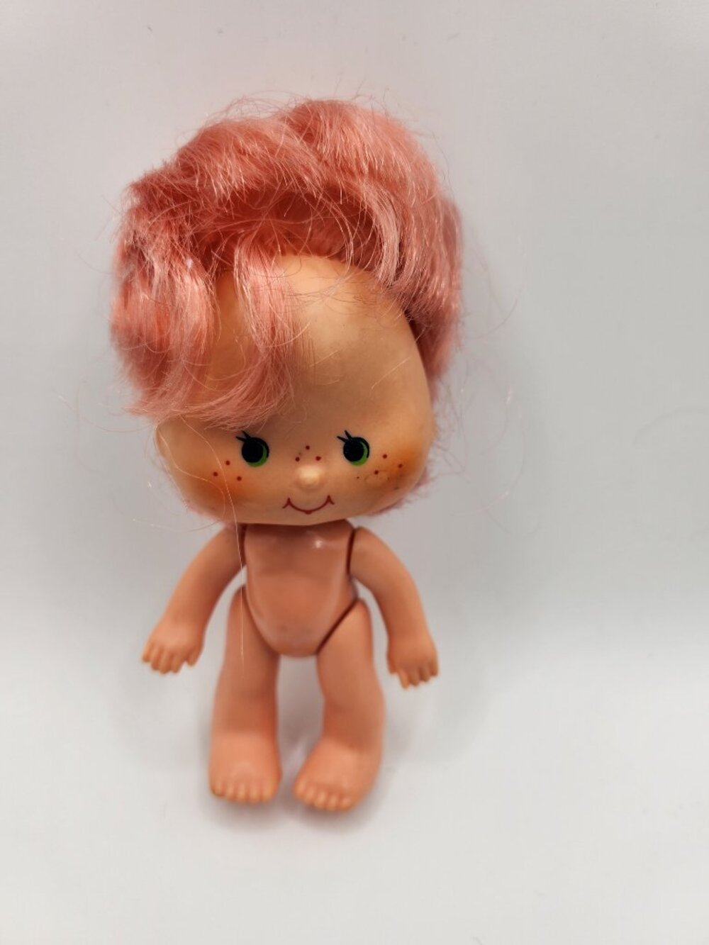 Vintage 80s Kenner Strawberry Shortcake Cherry Cuddler Baby Doll Pink Hair Nude